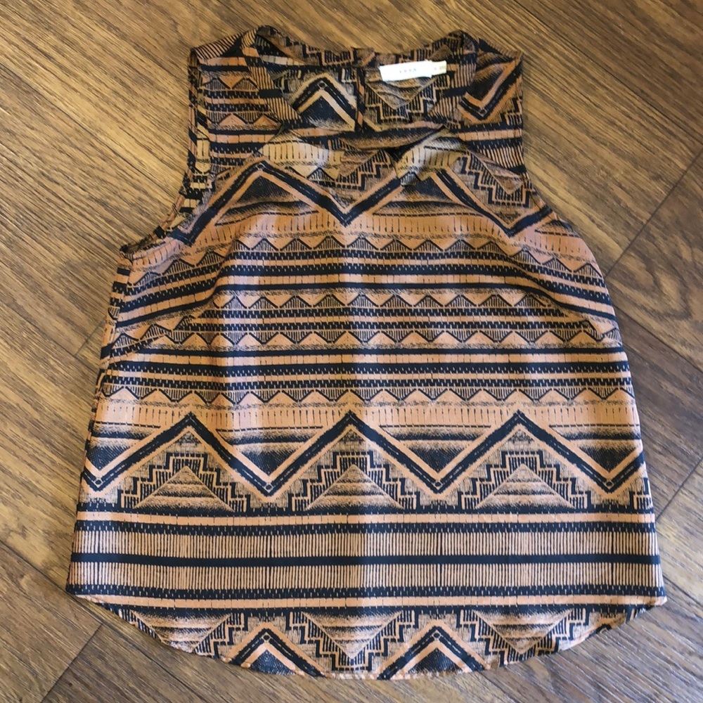 Lush Black & Brown Tribal Tank Top Medium